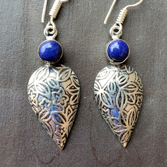 *$15 Sale* New Lapis Lazuli Silver Earrings. - Picture 7 of 11